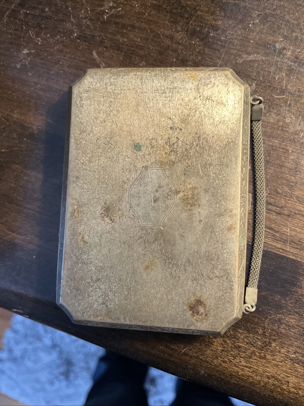 Antique Silver Makeup Compact with Mirror
