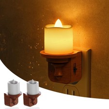 Night Light, 2 Pack Amber Flameless Candle Night Light Plug in, Dusk to Dawn ...