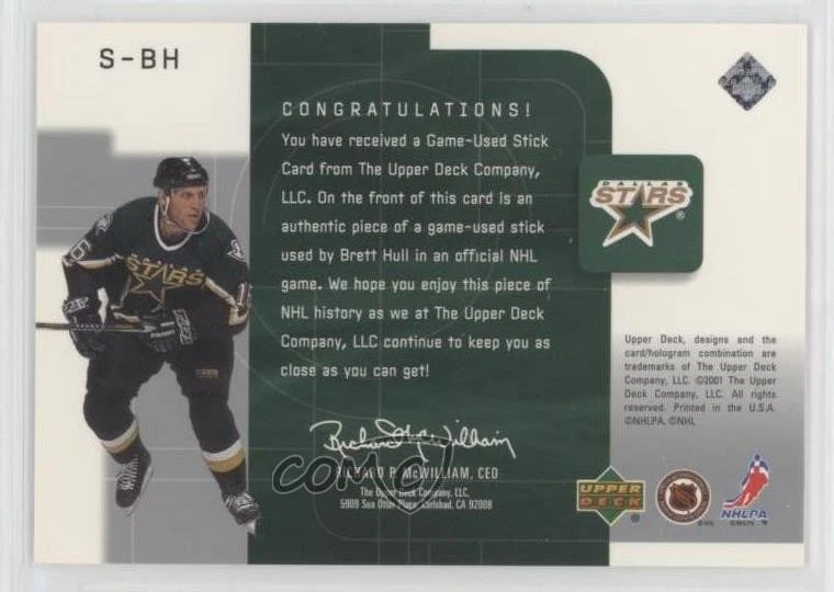 2001-02 Upper Deck Top Shelf Game-Used Sticks Brett Hull #S-BH HOF - Image 2 of 2