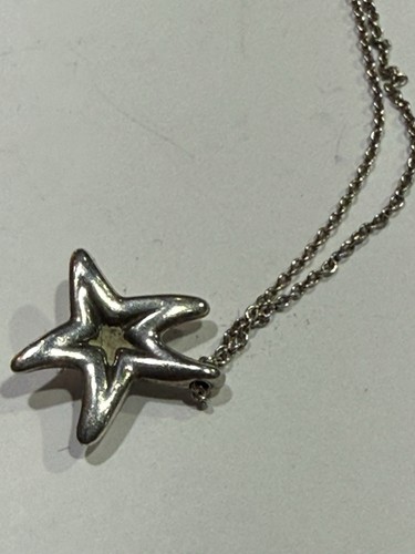 Authentic Tiffany & Co Diamond Silver Elsa Peretti Starfish  Necklace 16” - Picture 10 of 11