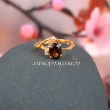 Smoky Quartz Ring, 925 Sterling Silver, Engagement Ring, Zircon Ring