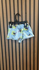 Disney Stitch Shorts Girls 2T Blue Summer Beach Raw Hem Fleece Pajama Pre-Owned