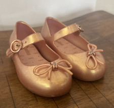 Mini Melissa Rose Gold Mary Jane Jelly Flats Toddler Girls Size 7 Bow