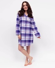 Image of Cyberjammies Nightshirt Womens Evolet Purple Brushed Check Chemise Size 10 5110
