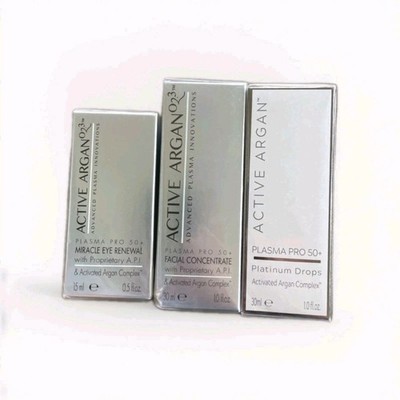 3 PC SET Active Argan O23 50+ Miracle Eye Facial Conc Plasma Drops SEALED BOXES