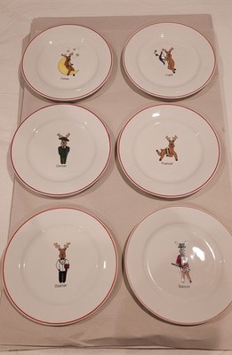 Rainbow Mountain Christmas Santa Reindeer Plates Set of 6 Dessert Appetizer