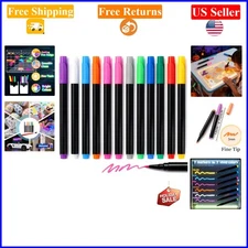 12-Color Neon Markers for LED Note & Acrylic Boards - Reusable & Erasable