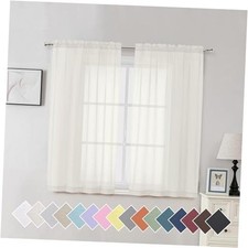 Living Room Sheer Curtains 54 inch Long 2 Panels 40"W x 54"L Pack of 2 Ivory
