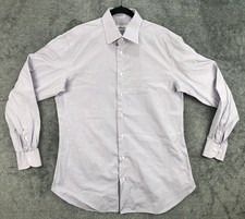 Brioni Shirt Mens Large Purple Check Dress Button Up Made Italy Formal Luxury