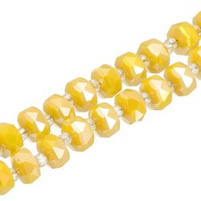Crystal Glass Beads, 8 mm Rondelle Crystal Beads, Porcelain Yellow