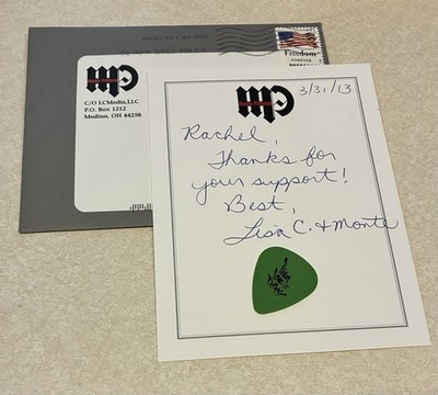 Guitar Pick and Signed Letter From Monte Pittman Autographed  2013 Mdna Madonna