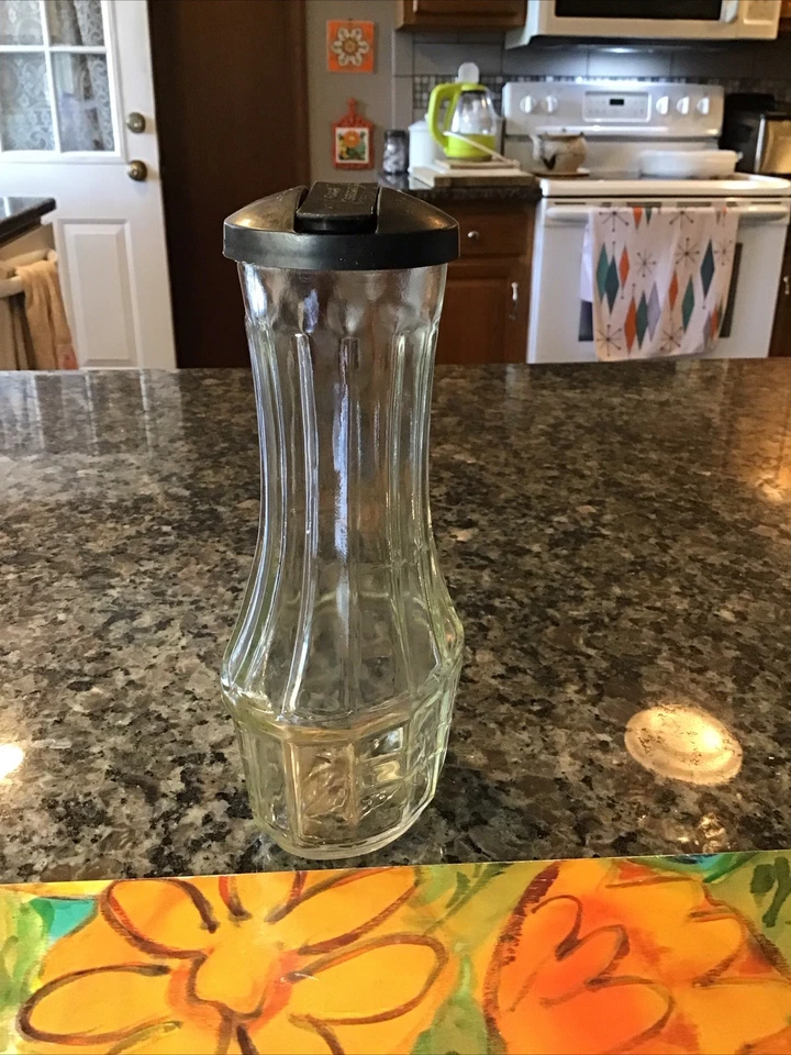 Botella de vidrio acanalado Good Seasons vintage años 70 aderezo para ensaladas Cruet con tapa Foto 4 de 4