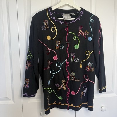 Michael Simon Cat Cardigan Size S Oversized