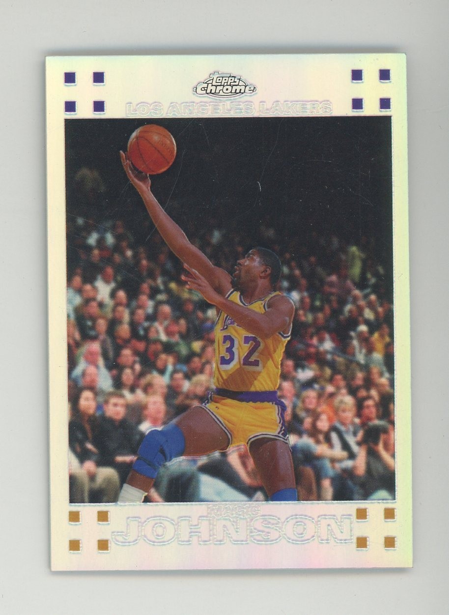 2007-08 Topps Chrome Refractor #106 Magic Johnson Lakers HOF 66/999