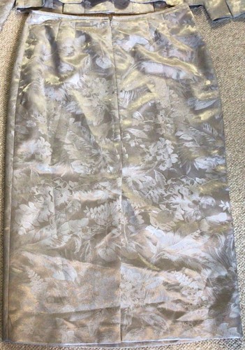 NOS Le Suit 2PC Skirt Suit Women’s 14 Silver Blazer Buttons Floral Gray Casual - Picture 11 of 12