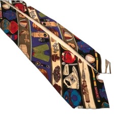  1241 VTG NICOLE MILLER SPORTS THEME SILK NECKTIE 57 IN X 4 IN