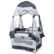 4-in-1 Baby Playard: Bassinet, Changing Table, Crib Canopy  Activity Center