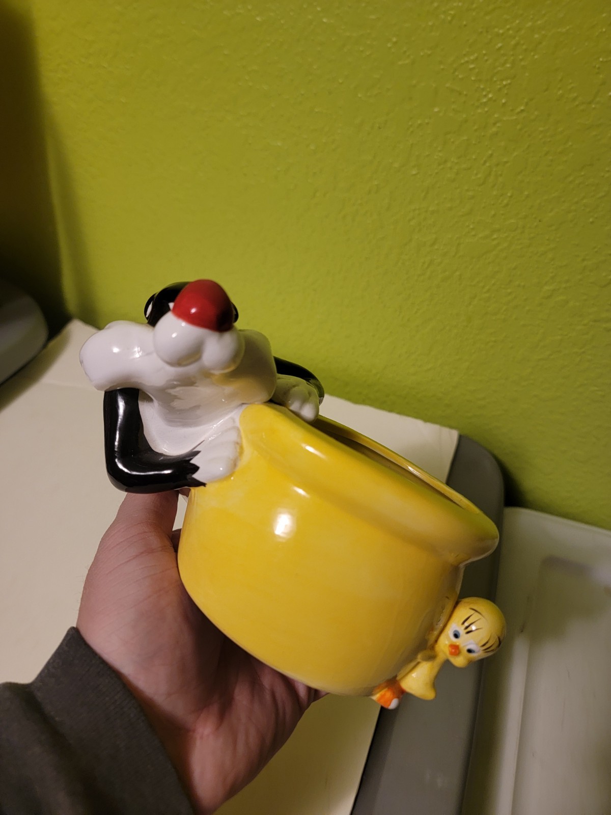 Vintage Sylvester And Tweety Bird Porcelain Planter Warner Bros. Looney Tunes
