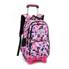 Rolling Backpack for Girls Trolley School Bag Wheels Luggage Waterproof Climbing