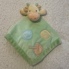 Carter Just One Year Giraffe Rattle Lovey Security Blanket Green Satin Backing