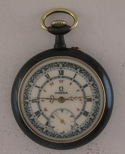 Serviced Hi Grade Omega 1890's Antique Oriental Gun Metal Pocket Watch MINT