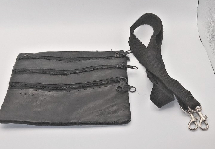 Unisex Black Premium Soft Leather Belt Bag Purse Removable Strap Bike Motorcycle
