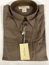 Pronto Uomo Non-Iron Dress Shirt Men  s M Brown Woven Cotton/Rayon Long Sleeve