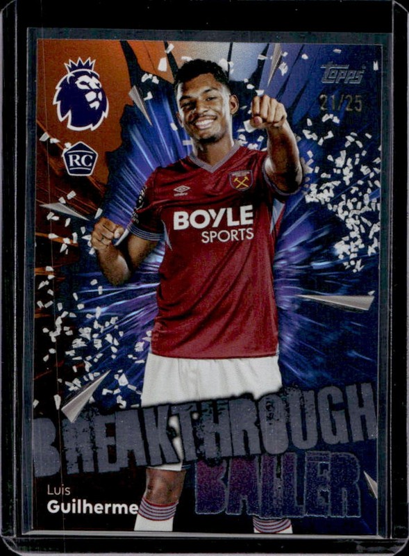2025-26 Topps EPL Luis Guilherme Breakthrough Baller Orange Foil RC #/25
