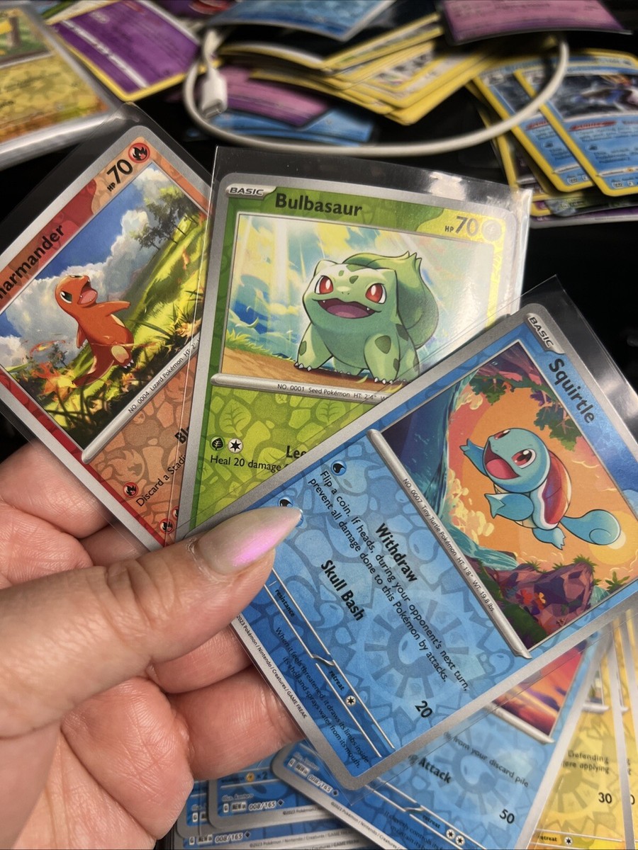 Bulbasaur 001/165 Charmander 004/165 Squirtle 007/165 Scarlet