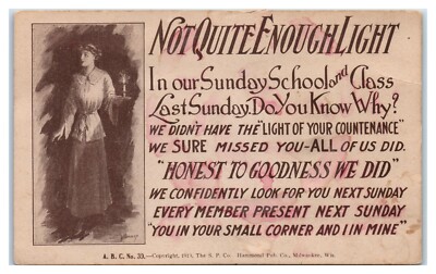 Not Quite Enough Light Chiding for not going to Sunday School c1913 Postcard