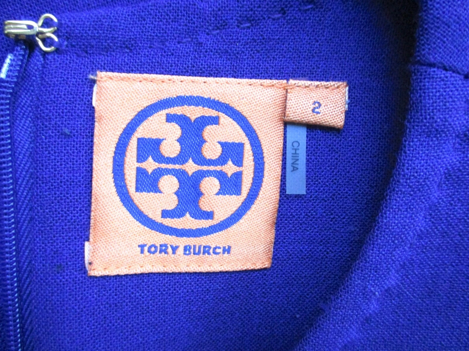Abito da carriera Tory Burch viola misto lana tubino oro cerniere tasche foderato 2