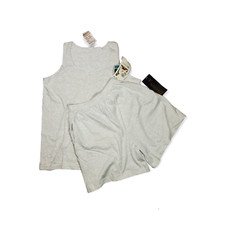 NWT VTG 90s Russell Danskin Shorts Tank Top 2pc/Set Womens L Heather Gray Gym