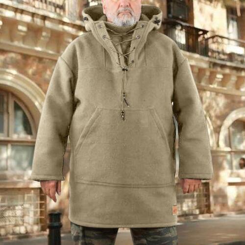 Lässiger lockerer Woll-Hoodie für Herren Oberteil mittellang Sweatshirt Mäntel 5XL - Bild 49 von 54