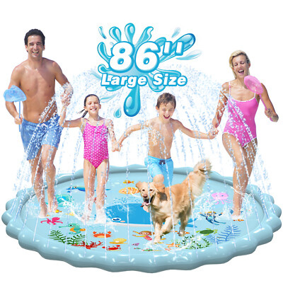 Splash Pad 86''Extra Large Sprinkler Play Mat Fun for Kids Thicker Water Toys 3+