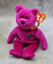 TY Beanie Baby Millenium Purple Bear w/ Tag Errors Misspelled Millennium