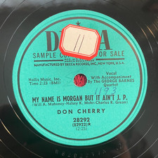 DECCA 28292 PROMO Don Cherry 78rpm My Name is Morgan But It Ain't J.P./Pretty Gi