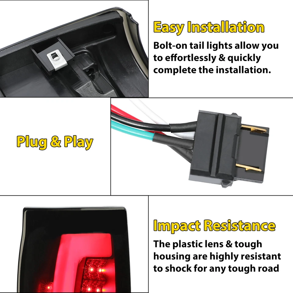 Luces traseras LED de tubo negro humo para Chevy Avalanche 1500 2500 02-06 lámparas de freno Foto 4 de 4