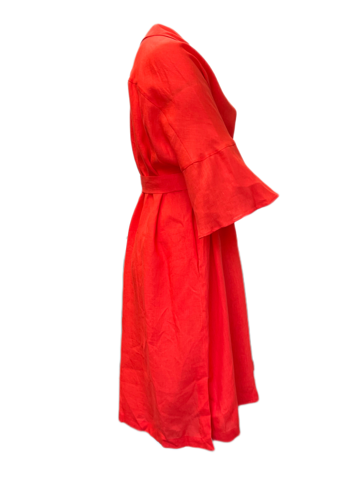 Marina Rinaldi Women's Red Destro Button Down Flax Shirt Dress