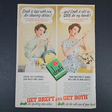 1953 Dreft Dishwashing Detergent Vintage Print Ad Grease-Cutting Power Woman