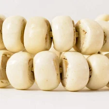 Carved Bone Beads White With Wood Core Nigeria