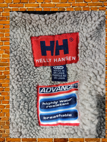 MENS HELLY HANSEN ADVANCE SIZE M MEDIUM BLACK / BEIGE FLEECE LINED COAT JACKET - Picture 6 of 6