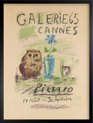 SIGNED Picasso Exhibition Poster for Galerie65 Cannes, France 1956