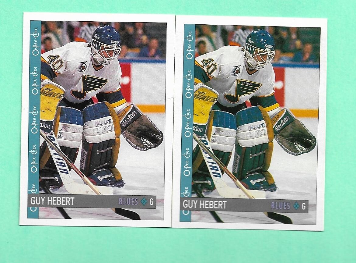 (2) GUY HEBERT 1992-93 O-PEE-CHEE  # 116 BLUES GOALIE ROOKIE NM CARD (J4402)