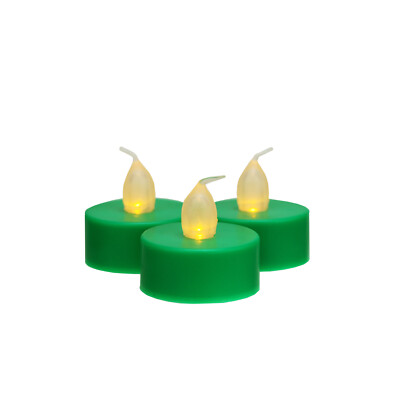 Northlight 3 B/O LED Flicker Amber Light Green Christmas Tea Light Candles 1.5''