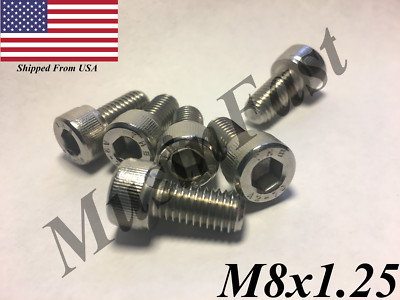 M8x1.25 Socket Head Cap Screw 12mm-55mm Stainless Steel 18-8 A2 ISO:4762 DIN:912