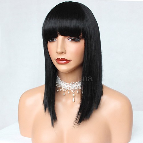 Peluca sintética de cabello resistente al calor para mujeres BOB Bangs Cosplay pelucas completas suaves - Imagen 30 de 36