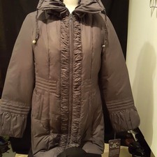 Womens Green With Envy Enlightened Outerwear Coat Jacket Lg Ruched Collar Zip