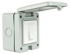 Outdoor Switch Garden IP55 Single Switch 1 Gang 2 Way Plastic PVC Weatherproof