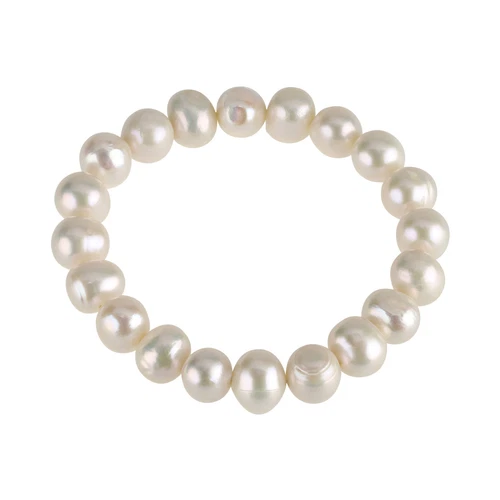 Freshwater Cultured Pearl Bracelet Bangle Cream White, Stretchy, Endless Women