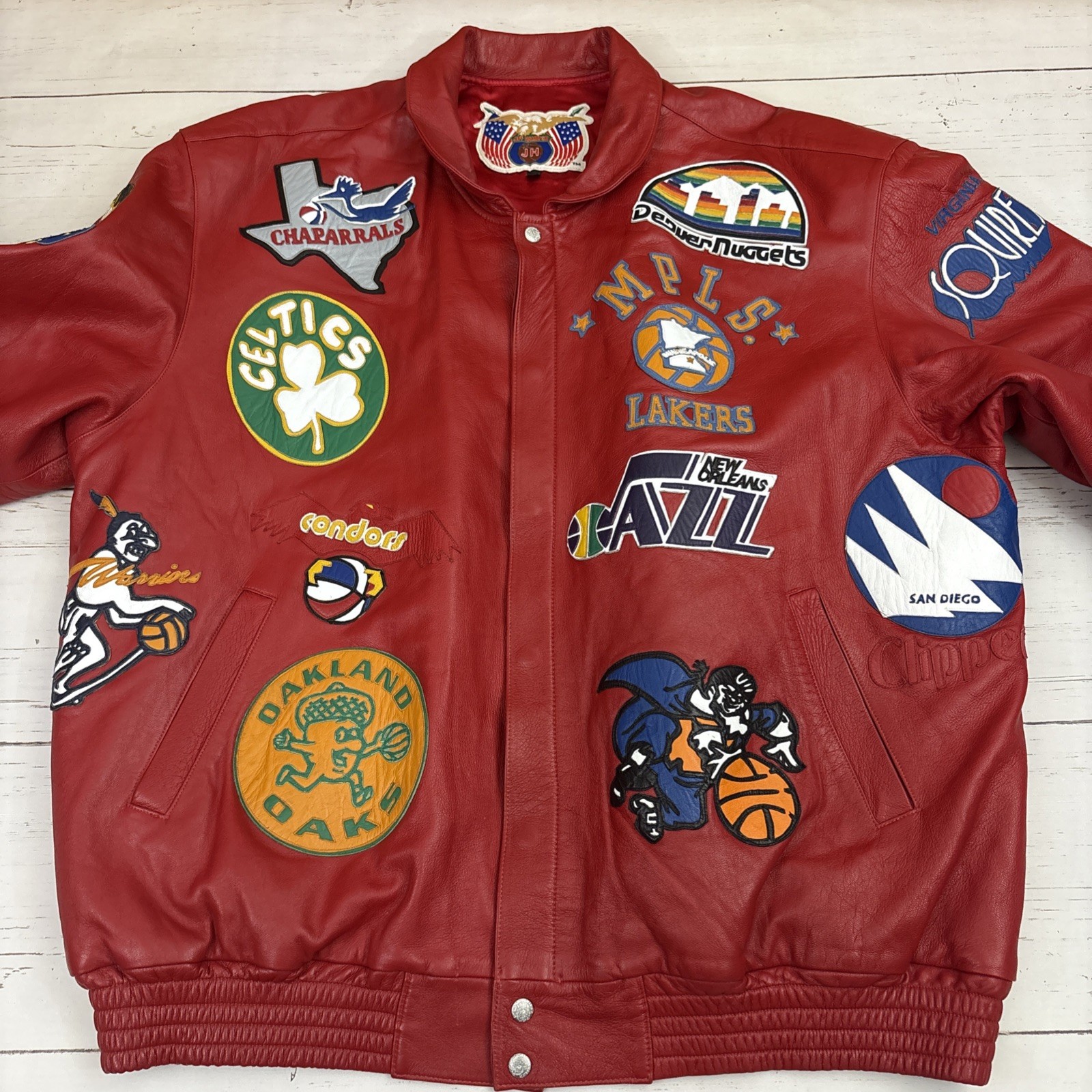 Jeff Hamilton Jacket NBA ABA Throwback Logos Red … - image 4